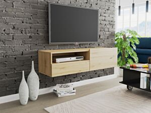 Seinale kinnituv telerilaud CLAUDE CRTVSZ120-dąb artisan