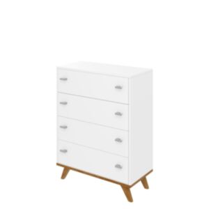 Kummut TUNBERGIA TN03 K4SZ-biały / biały + dąb craft złoty