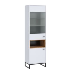 Vitriinkapp OLIER WIT60 OL09-biały / biały + dąb artisan